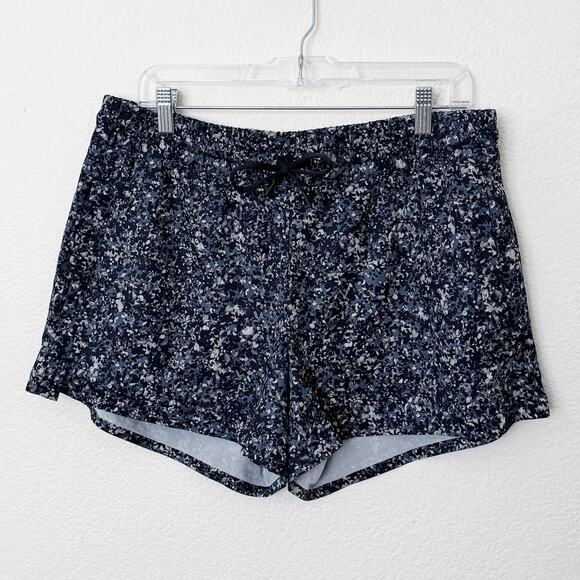 [Athleta] Navy Blue Pull-On Elastic Waist Printed Baja Shorts Abstract Size XL - Picture 1 of 11